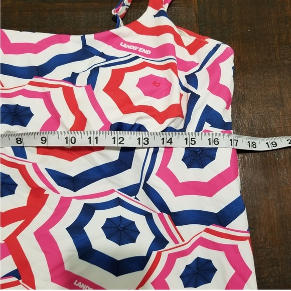 Lands' End Classic Cobalt Beach Umbrella Square Neck Tankini - Picture 5 of 9